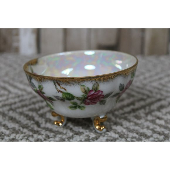 Shafford Lusterware Three Footed Rose w/Gold Trim Tea Cup & Saucer - Picture 4 of 9